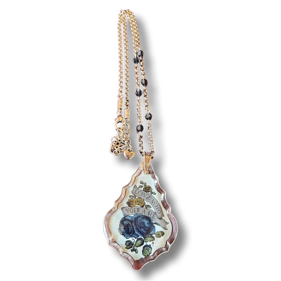 Brighton Jewelry - Brighton “Love Who You Are” Blue rose teardrop pendant necklace